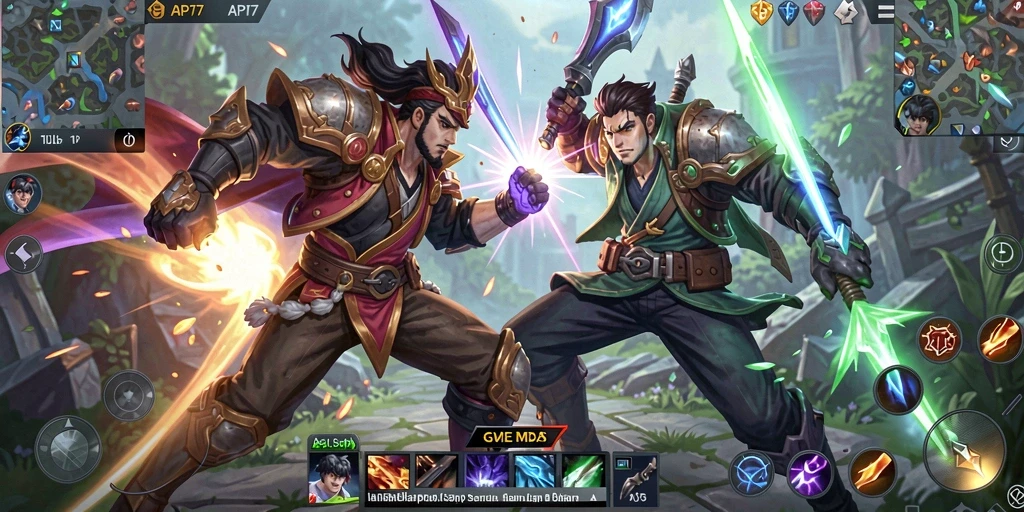 Screenshot gameplay API77 yang menunjukkan aksi pertarungan intens.