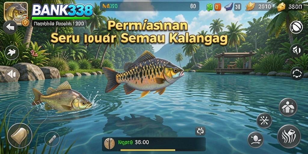 Tampilan gameplay BANK338 dengan aksi memancing yang seru dan interaktif.