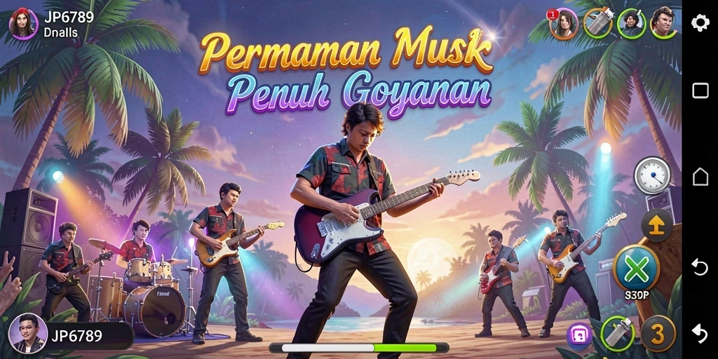 Tampilan gameplay seru dari JP6789 yang penuh musik.