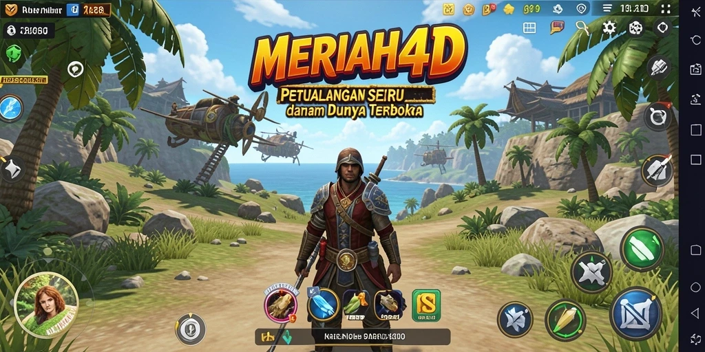 Tampilan gameplay MERIAH4D yang menampilkan petualangan seru dalam dunia terbuka.
