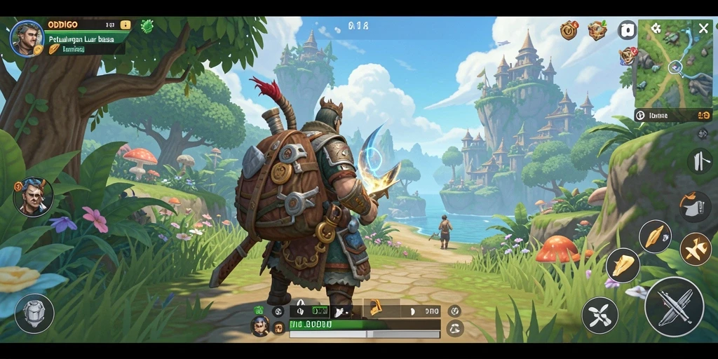 Gameplay ODDIGO menampilkan petualangan menarik dalam dunia terbuka yang indah.