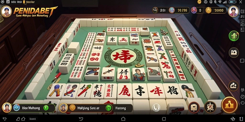 Tampilan gameplay seru di PENIDABET dengan berbagai ubin Mahjong.