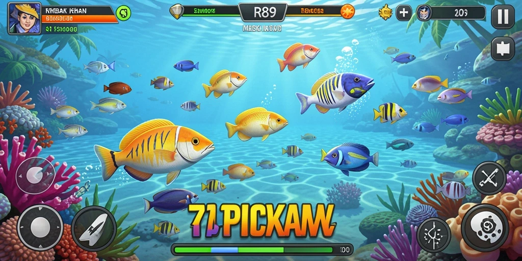 Tampilan gameplay seru dari RR89 saat menangkap ikan.