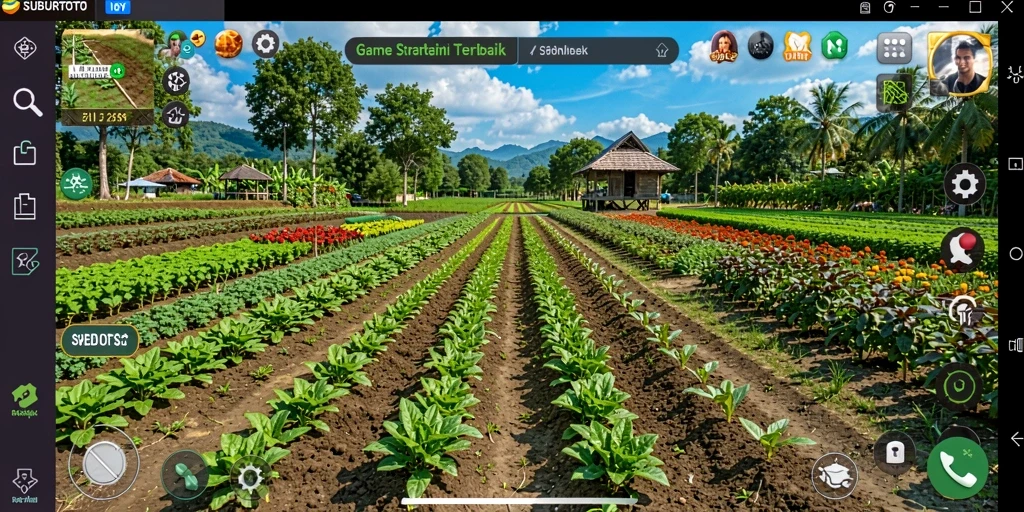 Screenshot gameplay SUBURTOTO yang menampilkan aktivitas bercocok tanam.